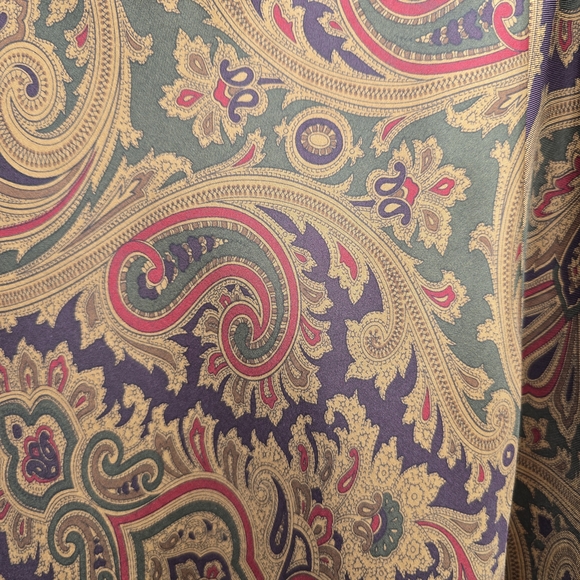 Lauren Ralph Lauren Paisley Silk Flared A-line Skirt Damson Plum Paisley Size 12 - Picture 4 of 10